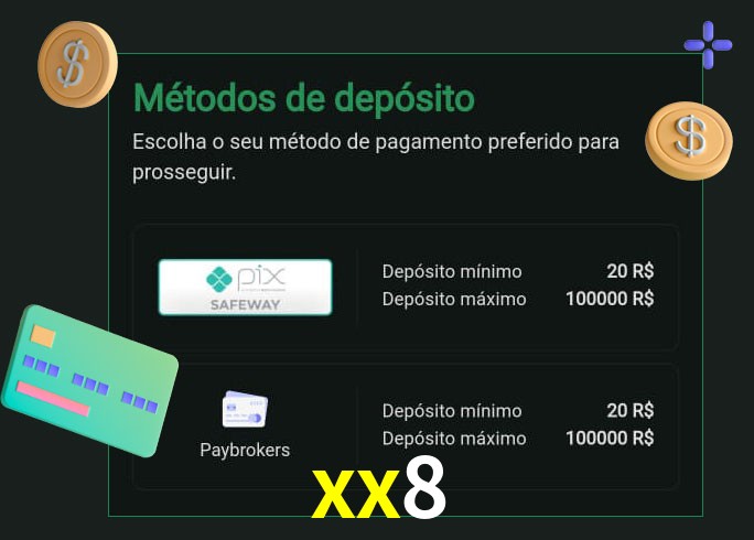 O cassino xx8 oferece uma grande variedade de métodos de pagamento